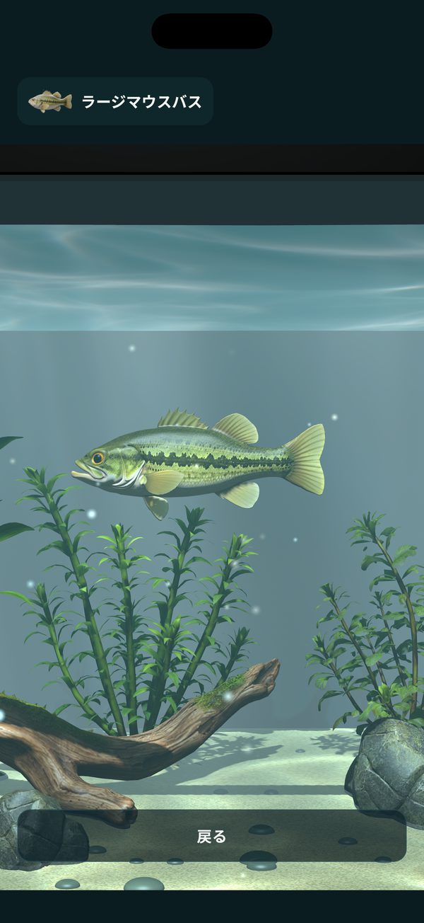 カメラで魚を追いかける画面